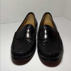 Cole Haan Black Woven Leather Loafers